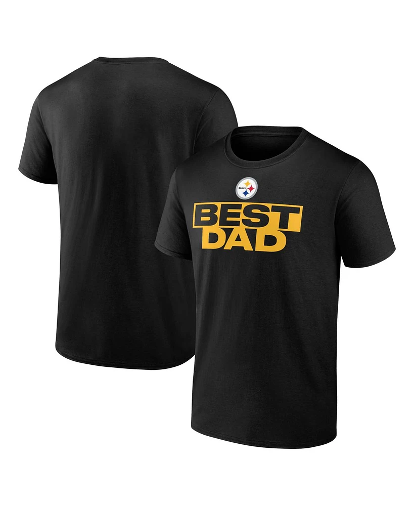 Logo Athletic Men's Black Pittsburgh Steelers Best Dad T-Shirt