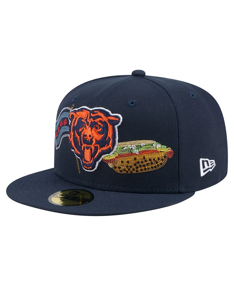 New Era Men's Navy Chicago Bears State Stitch 59FIFTY Fitted Hat