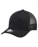 New Era Men's Black Minnesota Twins City Initial 9FORTY A-Frame M-Crown Adjustable Trucker Hat