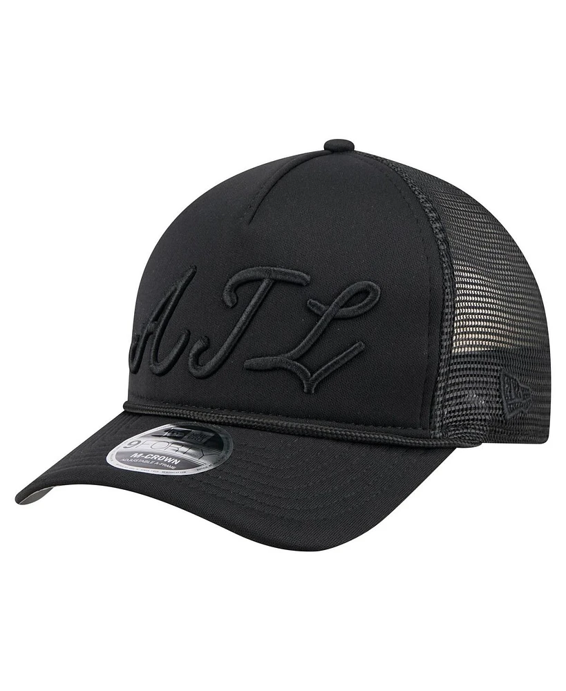 New Era Men's Black Atlanta Braves City Initial 9FORTY A-Frame M-Crown Adjustable Trucker Hat