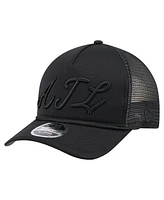 New Era Men's Black Atlanta Braves City Initial 9FORTY A-Frame M-Crown Adjustable Trucker Hat