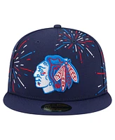 New Era Men's Navy Chicago Blackhawks Americana Fireworks 59FIFTY Fitted Hat
