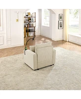 Modern Sofa with Storage & Ottoman: Cozy Corduroy, Cup Holders, Charging Ports