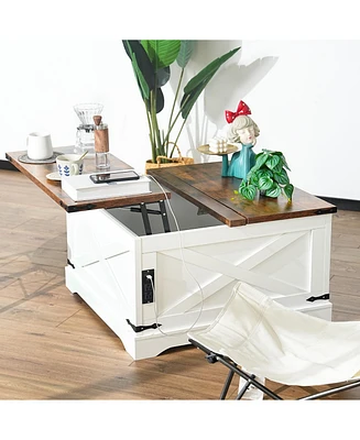 Multifunctional Coffee Table, 90cm, Vintage White