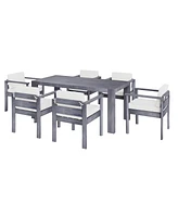 7-Pc Patio Dining Set: 70.8" Table, Cushioned Chairs