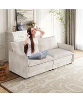 Corduroy Loveseat Sofa with Pillows