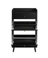 Rattan, Allen 2 door 1 drawer cabinet, shoe rack, double layer