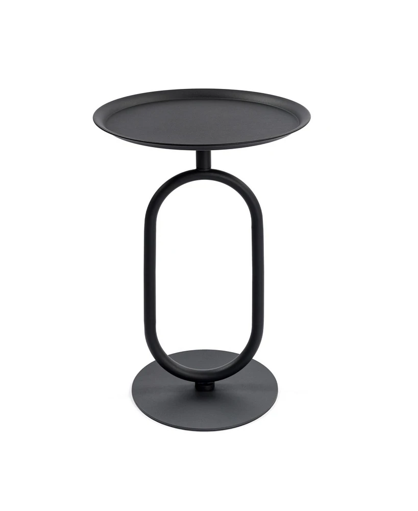Modern Round Metal Lantern End Table, 24" Height