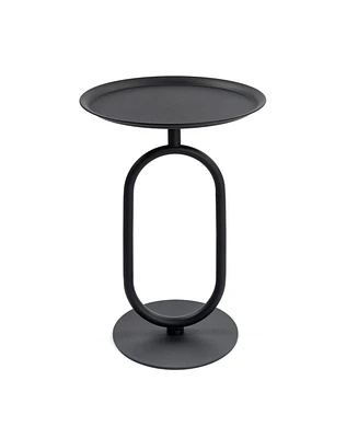 Modern Round Metal Lantern End Table, 24" Height