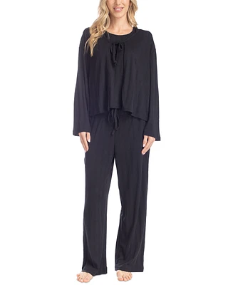 Muk Luks Women's 3-Pc. Rib-Knit Lounge Pajama Set