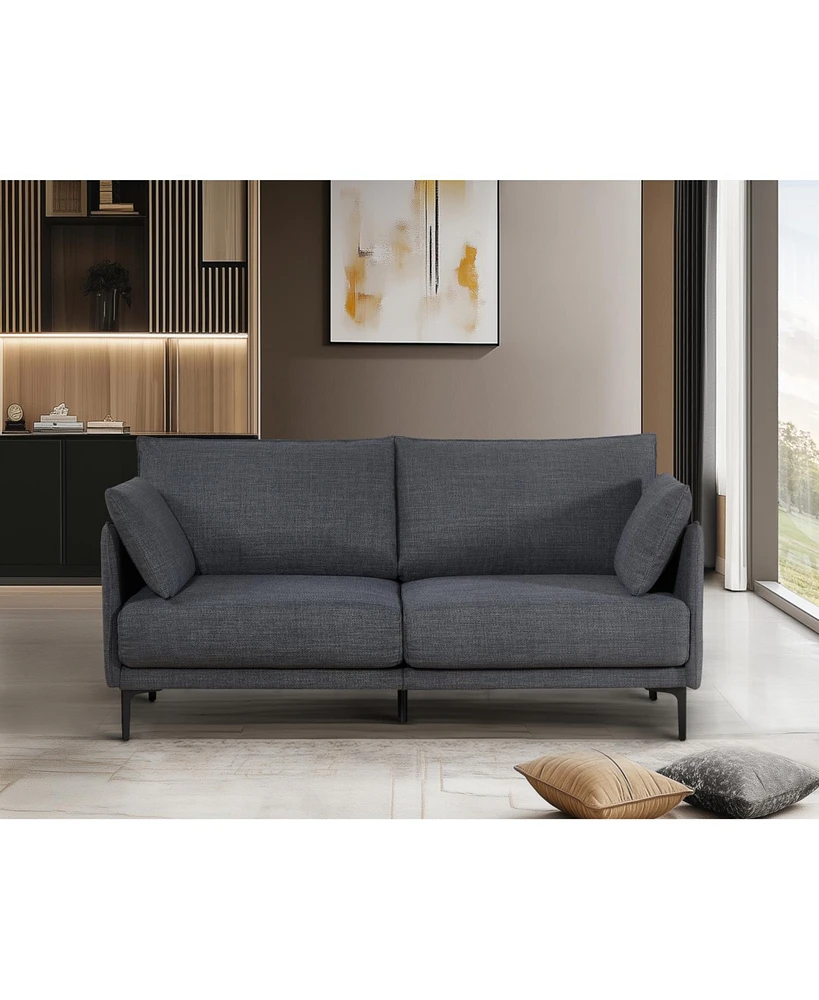 2.5 Seater Sofa For Primary Living Space, Bed Room, Office, Usb Charge Port, 2 Pillows,Metel Legs