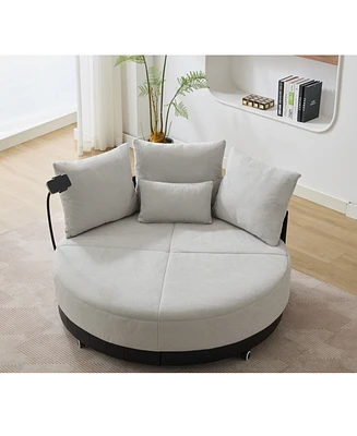 Oversized Swivel Chair: Adjustable Phone, Polyester, Gray (52.75 in)