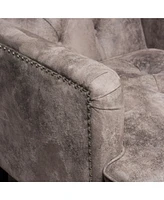Microfiber Club Chair with Nailhead Trim, Button-Tufted Back, and Birch Legs