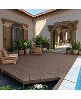 12" Patio Deck Tiles, Diy Interlocking, Indoor/Outdoor, Easy Install, 44pcs Red Brown