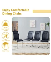 55" Cream White Dining Set: Table & 6 Black Chairs