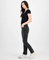 Dollhouse Juniors' Western Belt Relaxed Straight-Leg Jeans
