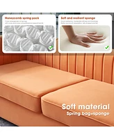 Contemporary Soft Velvet Sofa Couch 84.25"W for Living Room, Orange