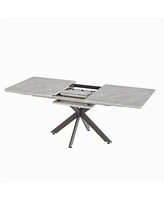 Extendable Dining Table Set for 6-8 with Upholstered Chairs