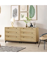 3-Drawers Storage Cabinet Rope Woven Drawer (Set of 2), for Bedroom,Living Room,Dining Room,Hallways,Oak