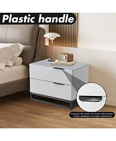 Grey Nightstand with 2 Drawers for Closet, Bedroom, or Entryway
