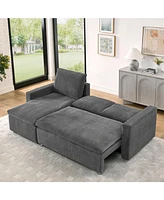 L-Shaped Sleeper Sofa Bed with Reversible Chaise and Storage, Washable Gery Corduroy Covers