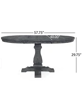 Rustic Elegance: Expandable Pedestal Dining Table with Nature-Inspired Design