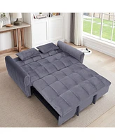 3-in-1 Velvet Sofa Bed with Adjustable Back (64.9", Dark Grey)