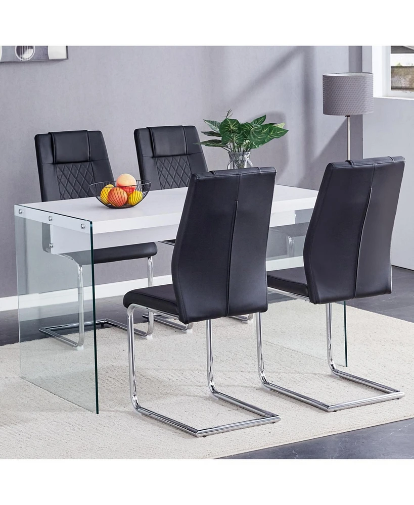Elegant White Mdf Coffee Table and 4 Pu Chairs