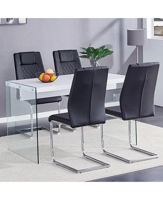 Elegant White Mdf Coffee Table and 4 Pu Chairs