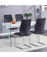 Elegant White Mdf Coffee Table and 4 Pu Chairs