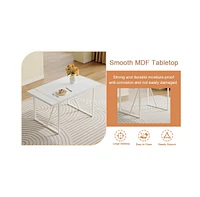 55" Cream Mdf Dining Set w/ 6 Armless Striped Chairs