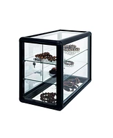 Tempered Glass Counter Top Display Showcase with Sliding Glass Door and Lock, Standard Aluminum Framing with Sliding Glass Door and Lock-display cabin