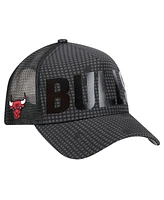 New Era Men's Black Chicago Bulls Midnight Ink Tonal A-Frame Trucker 9FORTY Adjustable Hat