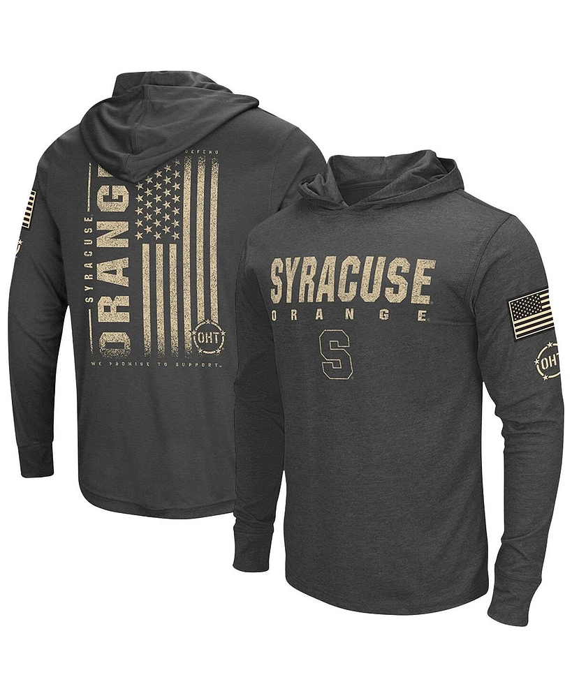 Colosseum Men's Heather Black Syracuse Orange Oht Military Appreciation Long Sleeve Hoodie T-Shirt