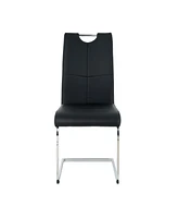 Modern Round Glass Dining Set (Table & 6 Black Chairs)