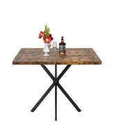 Square Faux Marble Dining Table Set for 4