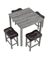 5-Piece Industrial Dining Set for Living, Dining, Game Room