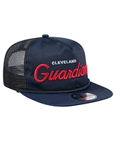 New Era Men's Navy Cleveland Guardians Retro Satin Script Golfer Adjustable Hat