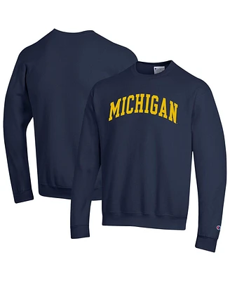 Champion Men's Navy Michigan Wolverines Basic Arch Fleece Pullover Sweatshirt