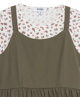 Speechless Big Girls 2-Piece Rosebud T-Shirt and Tiered Olive Dress Set