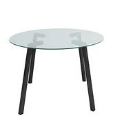Modern Round Glass Table with 4 Chairs (Set of 5)