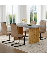 Cozy Modern Dining Set: Table (67"x35.4") + 4 Fabric Chairs
