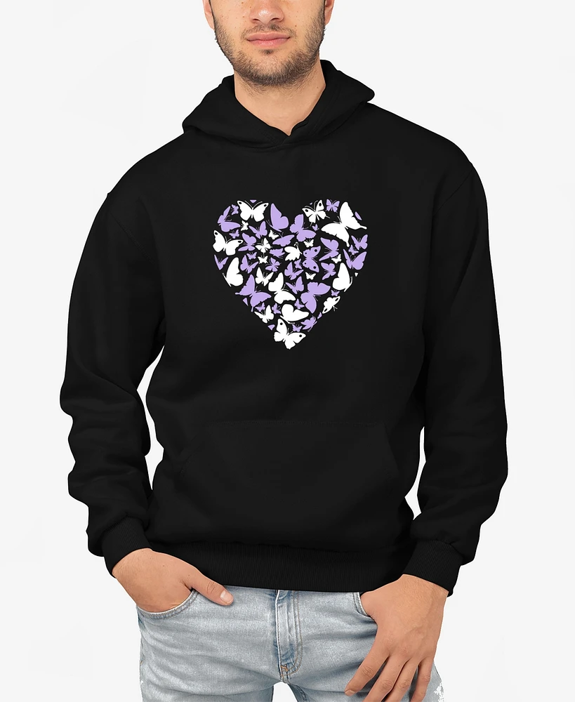La Pop Art Men's Butterfly Heart Word Hooded Sweatshirt