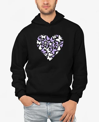 La Pop Art Men's Butterfly Heart Word Hooded Sweatshirt