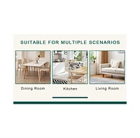 Elegant White Marble Dining Set: Table & 2 Chairs with Suction Relief Texture