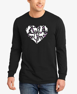 La Pop Art Men's Cat Heart Word Long Sleeve T-Shirt