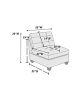 6-Piece Modular Gray Linen U-Sectional Sofa Set with Nailheads