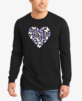 La Pop Art Men's Butterfly Heart Word Long Sleeve T-Shirt