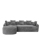Boucle Sofa 3 Seater for Living Room Oversized Comfy Sofa L-Shape Sofa Couch with Chaise Home Furniture Sleeper Sectional Sofa for Apartment, Office L