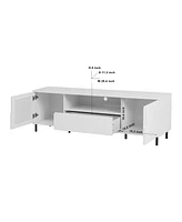 Modern Tv Console, Tv Stand, Entertainment Center with Storage Shelves, Tv Cabinet for Living Room, Bedroom, Cloud White 63x15.74x19.68 inch